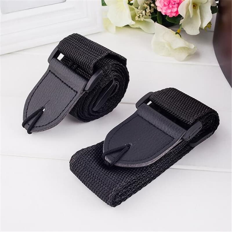 Couro PU + Nylon Preto Útil Correias De Guitarra Folk Ajustáveis 75-120cm Correia Acústica Elétrica