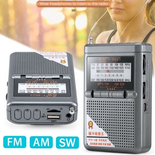 Antigo Rádio Retro Recarregável Vintage AM FM SW Mp3 Player Mini Leitor De Música Portátil Suporte Cartão TF