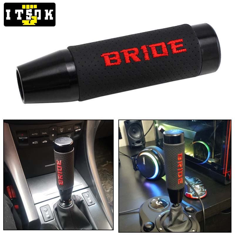 BRIDE Manípulo Couro Alumínio 13 CM JDM Universal Shifter Stick Corrida Tuning Shiftknob Sport Gearknobs Carro Gearshift