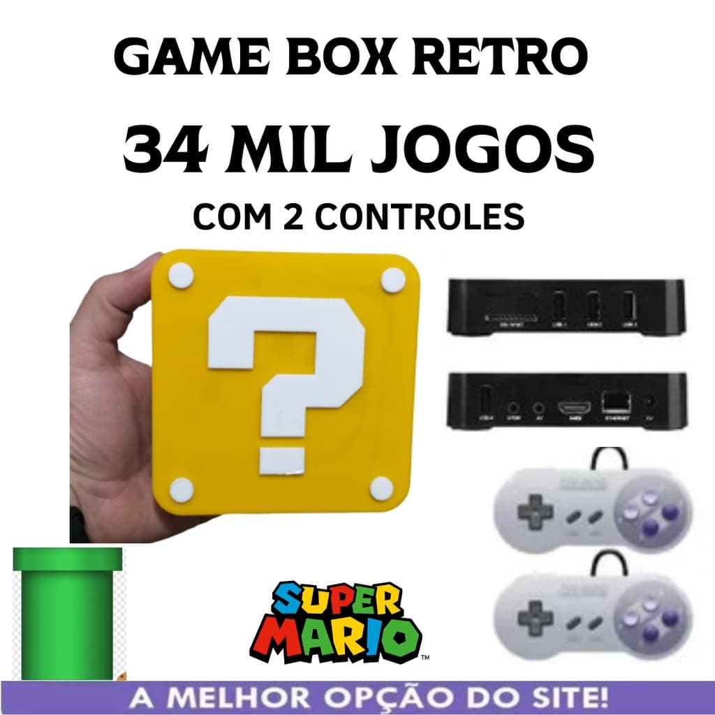Console Retro Gamer com 35 mil Classicos Bloco Super Marios