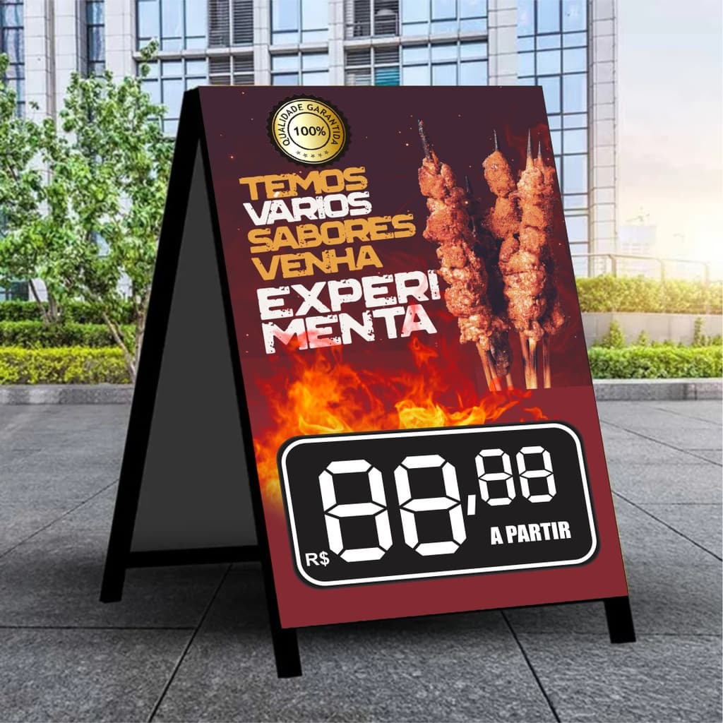 Cavalete 2 LADOS Espetinho Carne Churrasco - 45x65