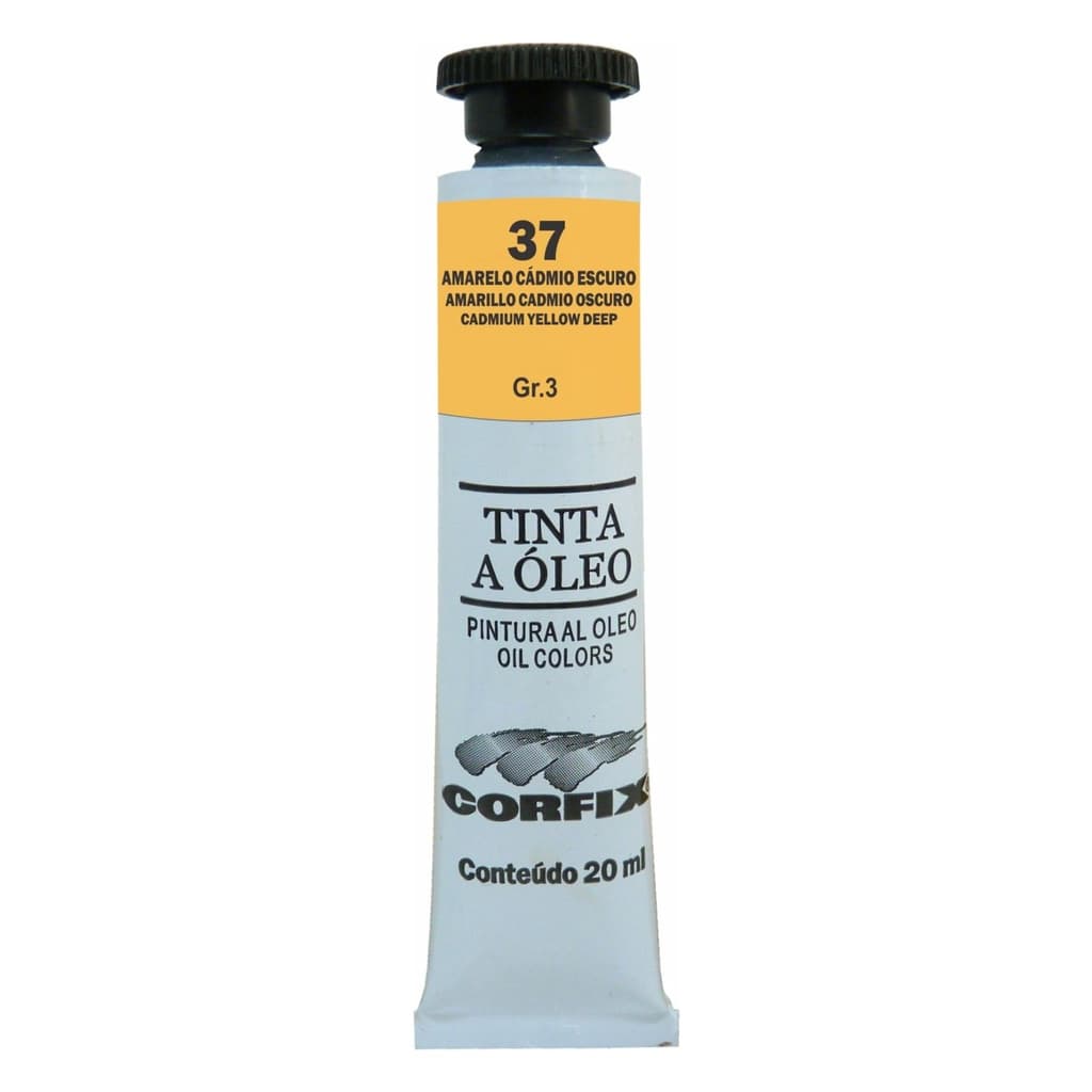 Tinta à Óleo para pintura em tela Corfix Bisnaga 20ml G3 - 37 Amarelo Cádmio Escuro