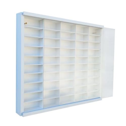 Expositor para 50 nichos 1/64 Branco com tampa em acrílico.