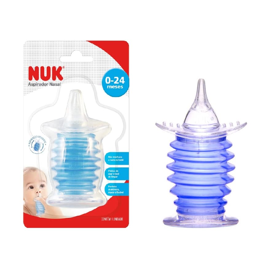 Aspirador Nasal NUK Para Bebês Sucção Bico Flexível Anatômico Envio Rápido