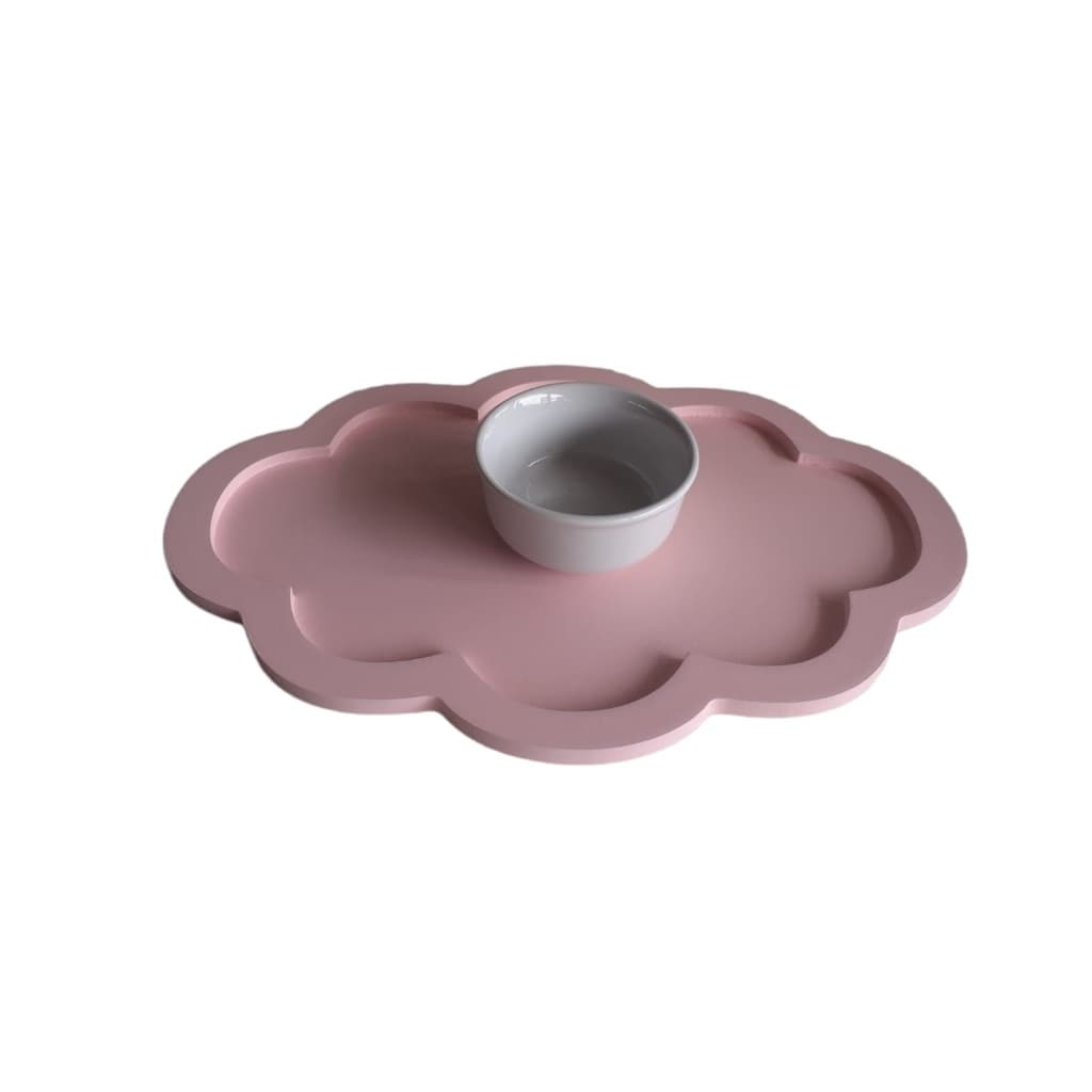 Kit Higiene Bebê Porcelana Bandeja Nuvem Rosa Molhadeira