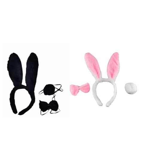 Kit Arco De Coelho Com Rabinho e Gravata Festa Fantasia Decoração