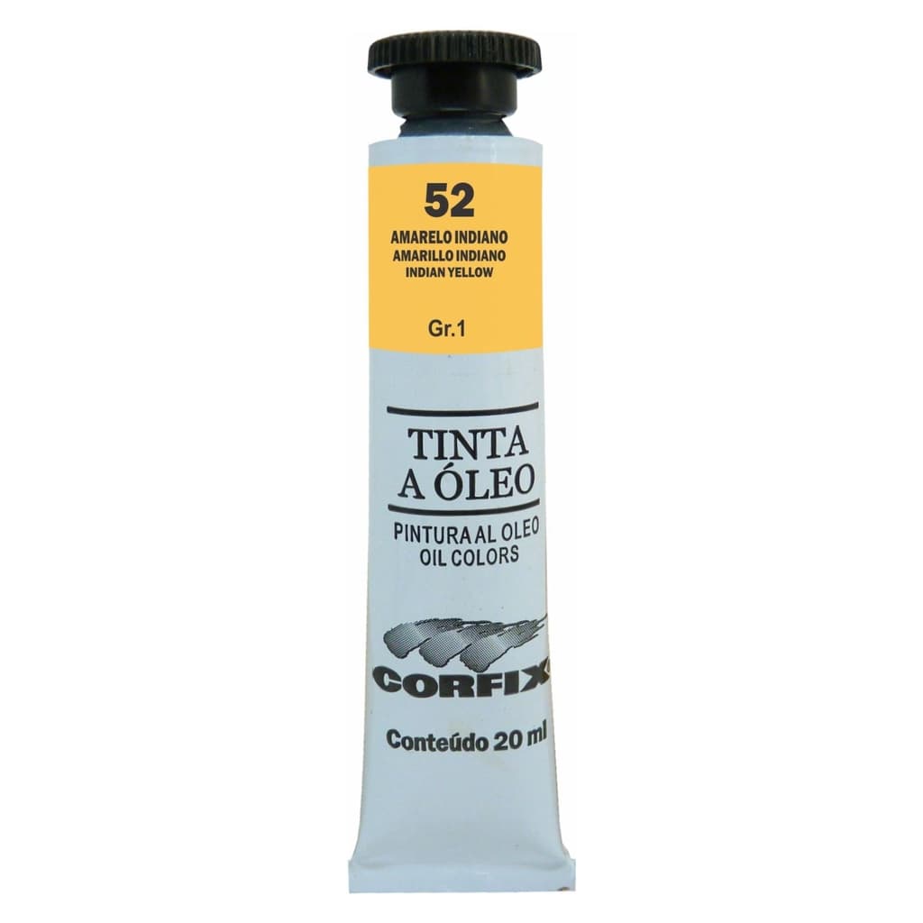 Tinta à Óleo para pintura em tela Corfix Bisnaga 20ml G1 - 52 Amarelo Indiano