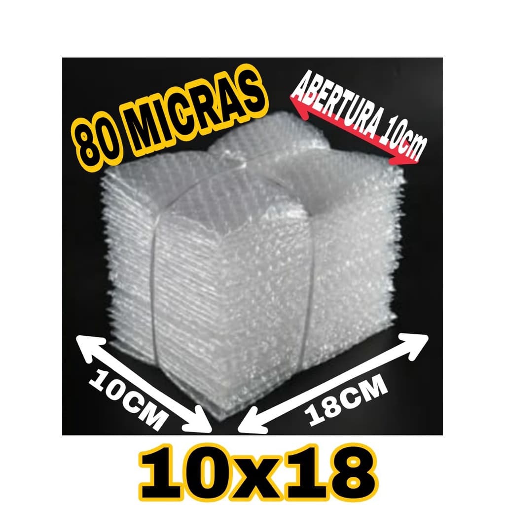 Saquinho Bolha Camada Resistente 80 Micras 10x18 ou 11x17  C/ 100 Peças