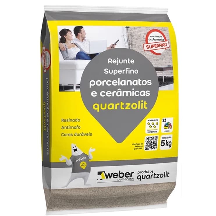 Rejunte Para Porcelanato e Cerâmica Super Fino Resinado 5kg Quartzolit Várias Cores