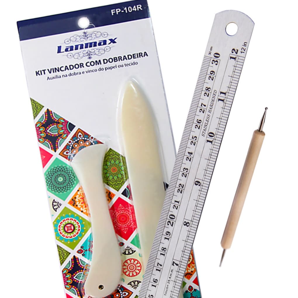 Vincador e Dobradeira com Boleador Madeira + Régua Aço 30 cm