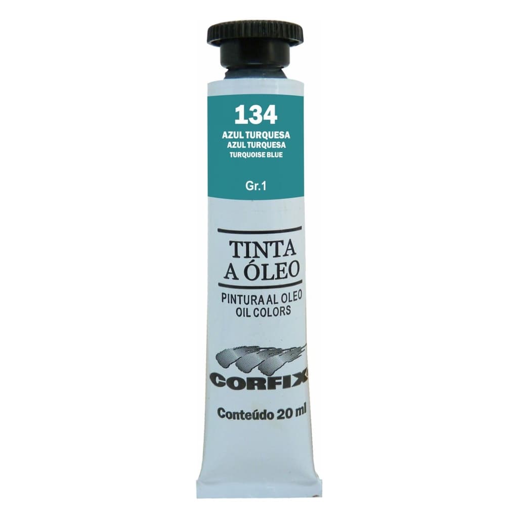 Tinta à Óleo para pintura em tela Corfix Bisnaga 20ml G1 - 134 Azul Turquesa