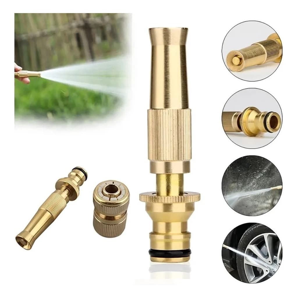Kit 3 Em 1 Bico Alta Pressão De Metal Para 1/2 Mangueiras Comuns + Conector De  Com Rosca Premium