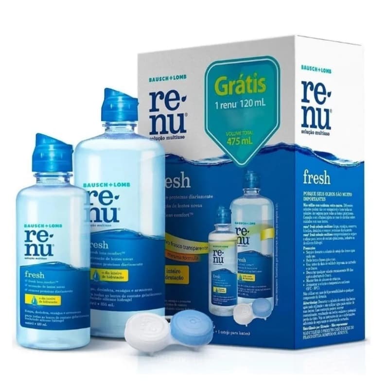 Kit Renu 475ml ( 355 + 120 ML ) + Estojo / Solução de Limpeza Para lentes de Contato
