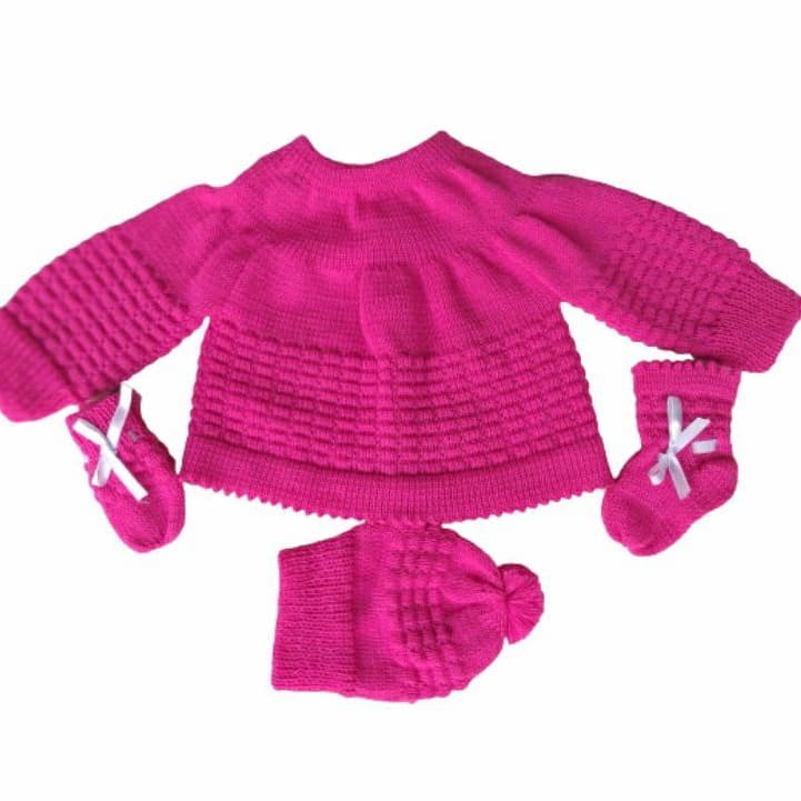 Casaco de tricô Pink 4 pçs pra bebê