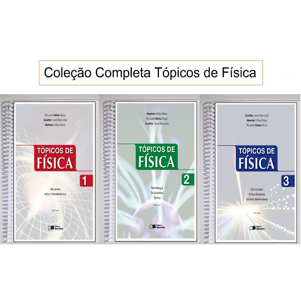 Coleção Completa Tópicos de Física Volumes 1,2 e 3. Colorido, Encadernado, Formato Livreto, Tamanho A5