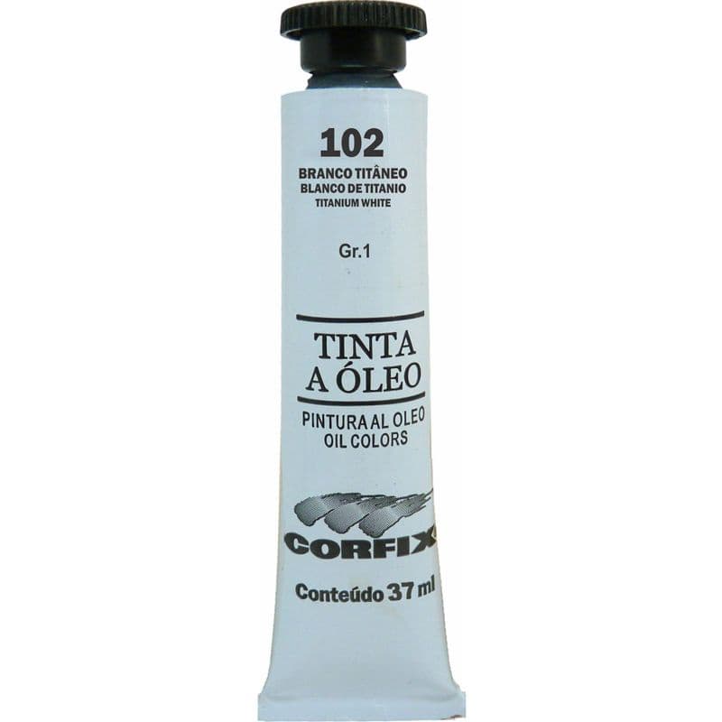 Tinta à Óleo para pintura em tela Corfix Bisnaga 37ml - 102 Branco Titânio