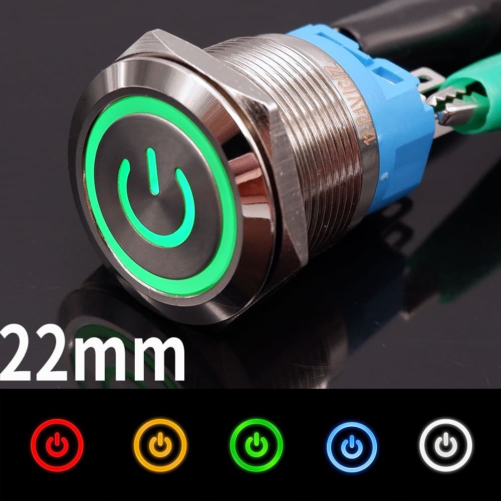 22mm Botão De Interruptor Ligar/Desligado Parada Do Carro Energia Led Luz Conectada Acessórios De Soquete Fechadura/Interruptores De Reinicialização 5V 12V 220V