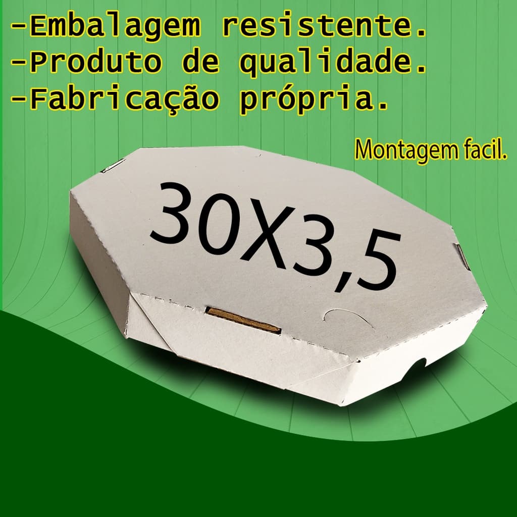 5 Caixas Oitavadas Reforçadas para Pizza, Salgados, Esfihas e Doces 30x3,5 (5 fundos e 5 tampas)