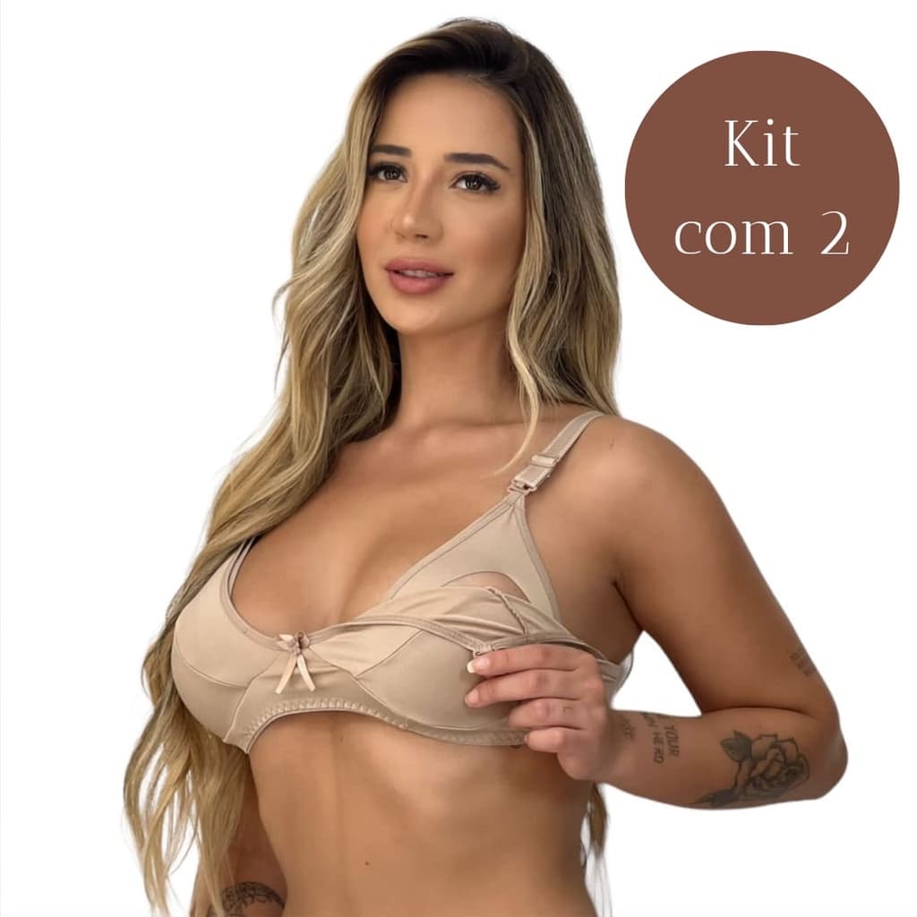 kit 2 Sutiã Para Amamentação em Microfibra de Poliéster pós parto maternidade tic tac