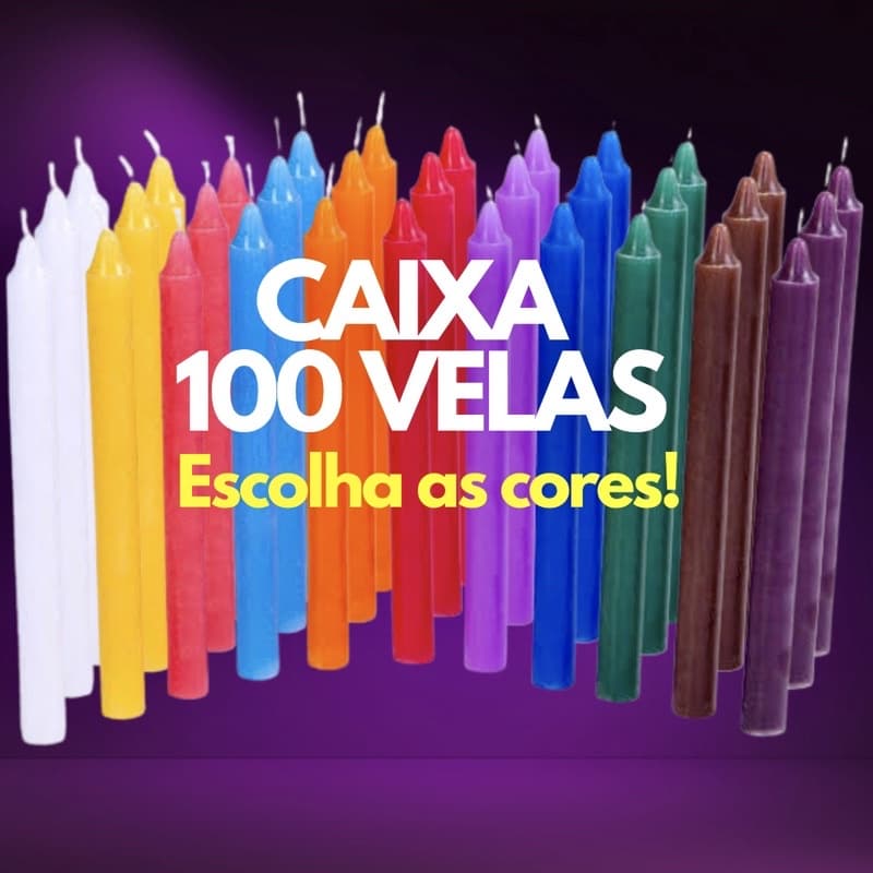 Kit Vela Coloridas Palito Umbanda Caixa 100 Und 16 cm