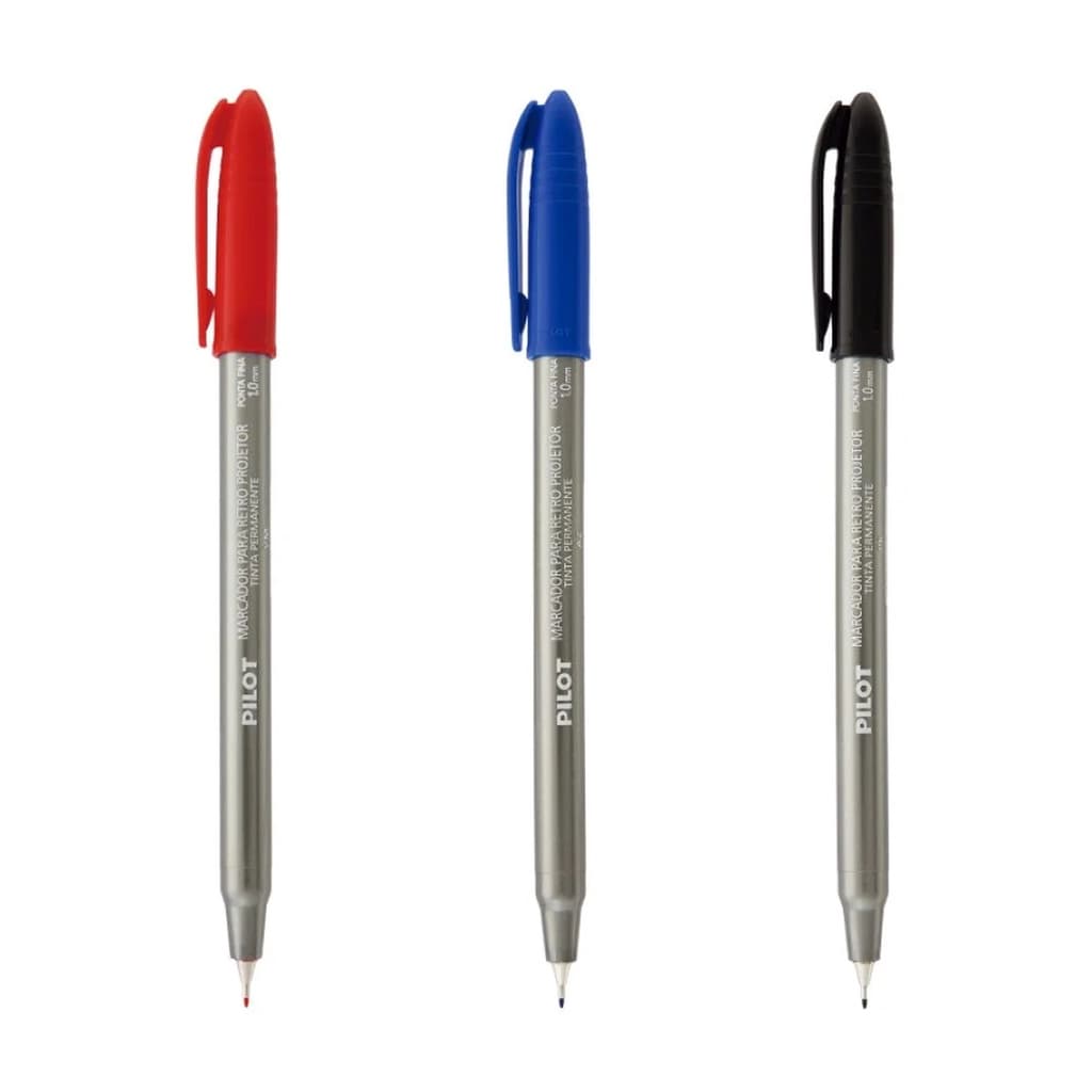 Marcador Retroprojetor 1.0 mm (Azul Preto Vermelho) - Pilot | para CD e DVD
