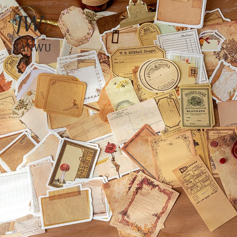 JIANWU 100 Folhas Pacote De Material De Diário Retro-Lavável Simples Memo Pad Scrapbooking Fundo Decoração Notas Papelaria