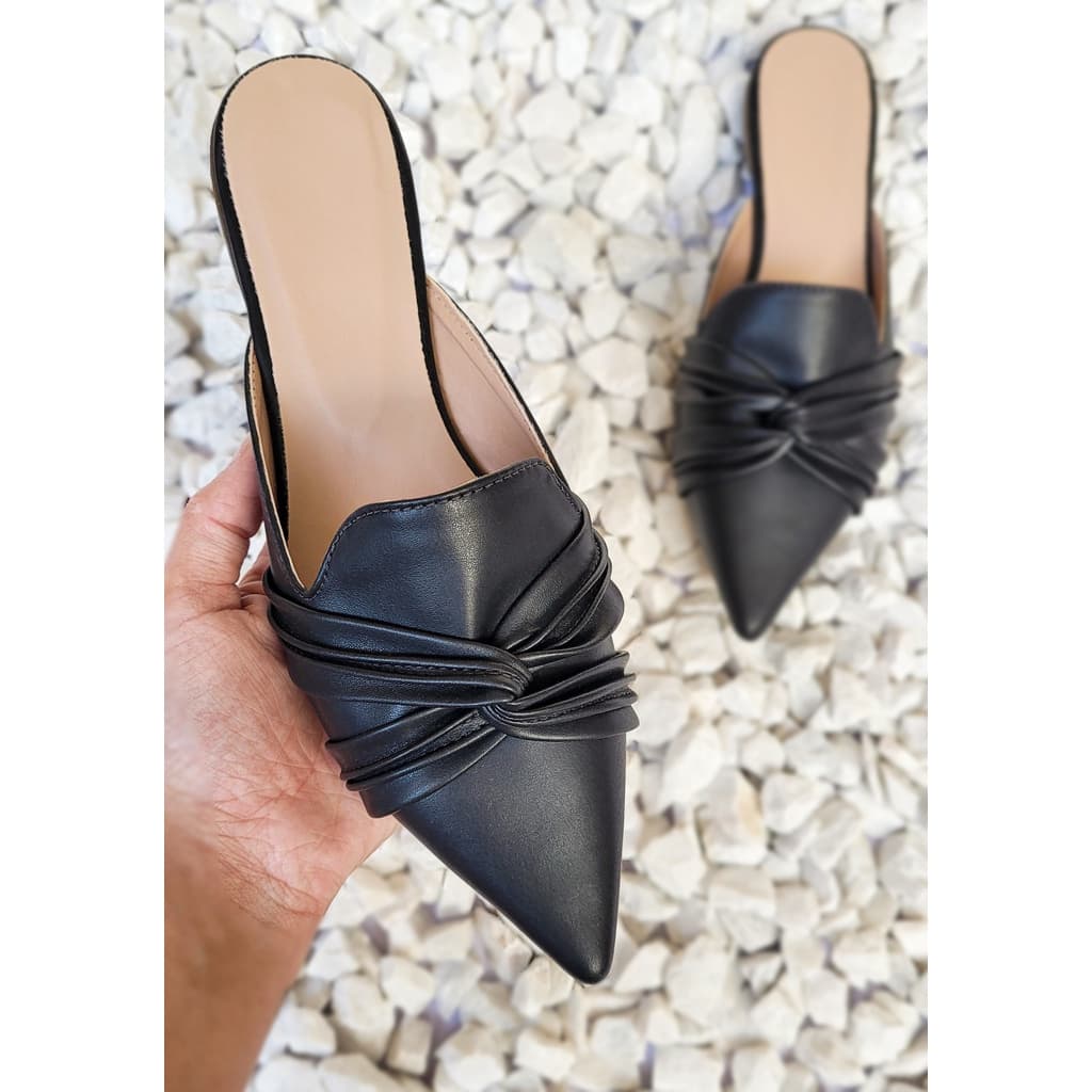 Mule Feminino Rasteira Sapatilha Bico Fino Preta Nude Off White Muller Feminina Sapato Confortável Promoção Original