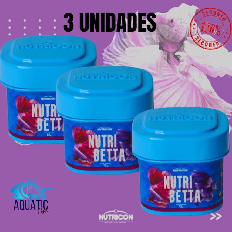 Kit 3 Ração para Peixe Betta Nutribetta 12g Alimento Completo Nutricon - Aquário beteira