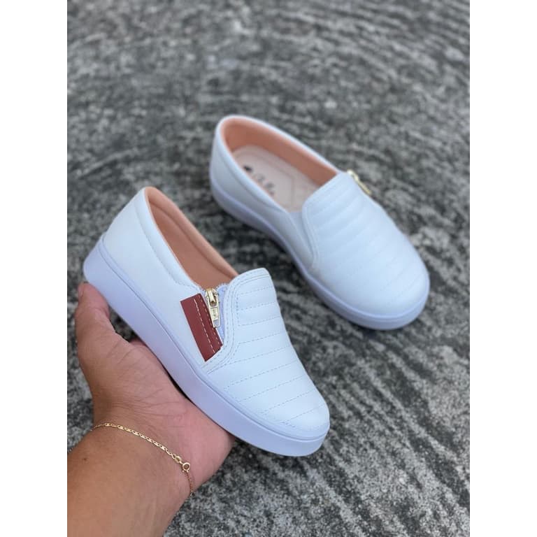 Tênis Sapatênis Sapatilha Feminino Infantil Slip On Com Zíper Confortável Envio Imediato