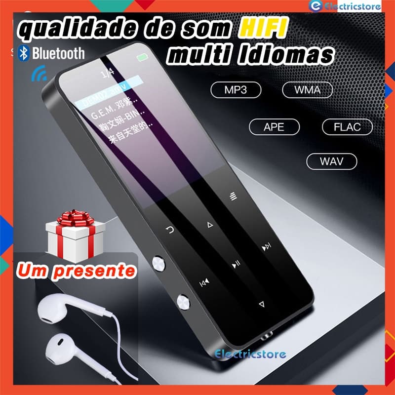 （Construído na Memória）Tela De Memória MP3 MP4 Bluetooth Player Música Suporte Máximo 128GB Mini Walkman