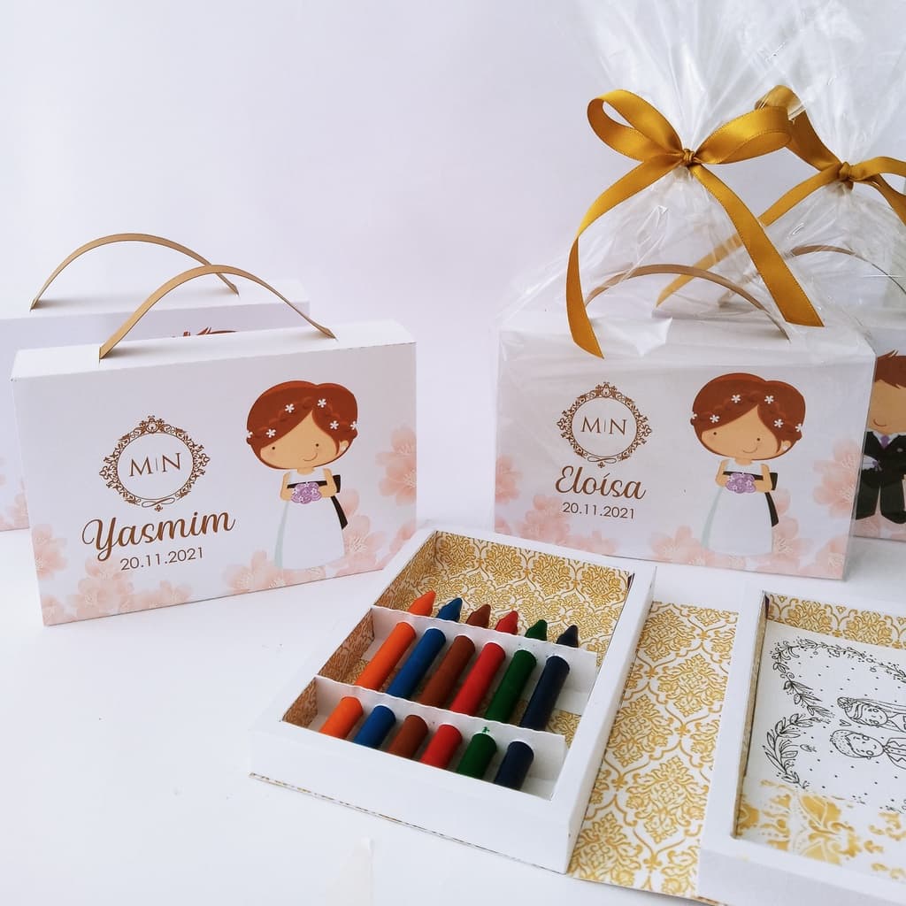 Convite ou Lembrancinha de Casamento Infantil | Kit de Colorir para Daminhas e Pajens