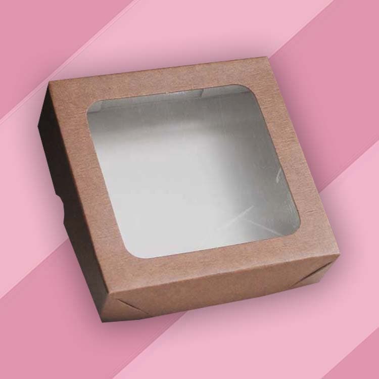 Embalagem MB66 com Visor em papel Branco, Kraft e Laminado Preto, Bronze e Verde - 12x12x3 cm- Pacotes com 10 unidades
