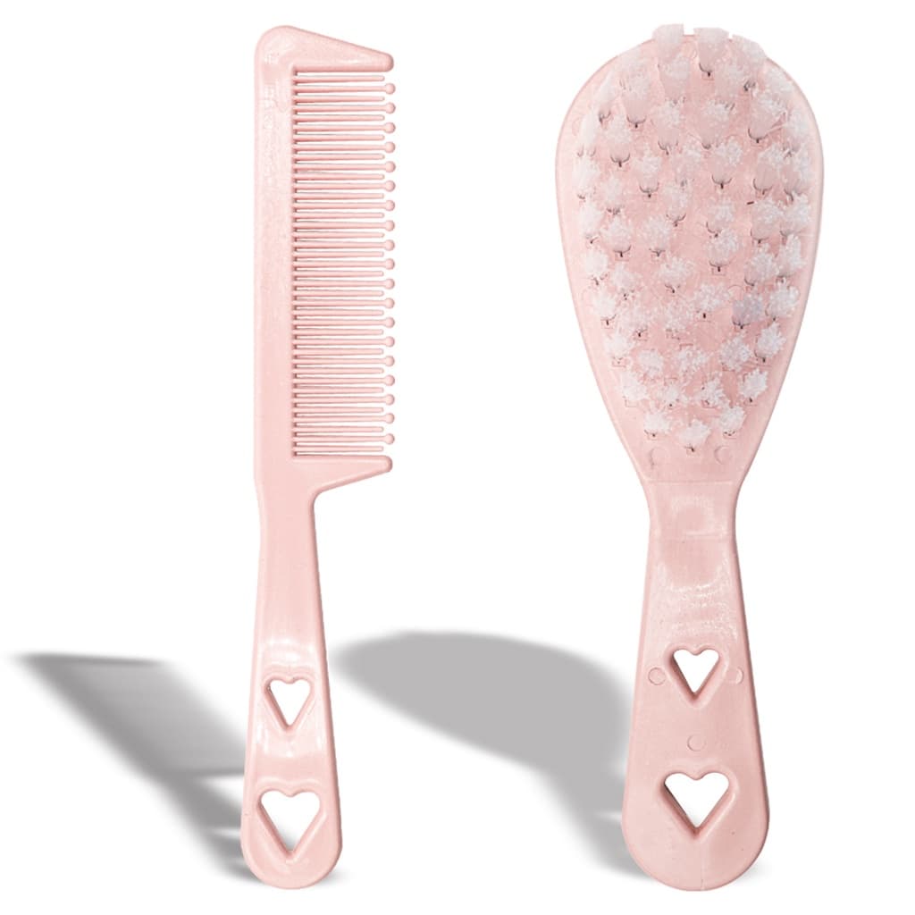 Kit 01 Pente Sem Pontas e 01 Escova Infantil Cerdas Macias de Cabelos para Bebês Baby Cores