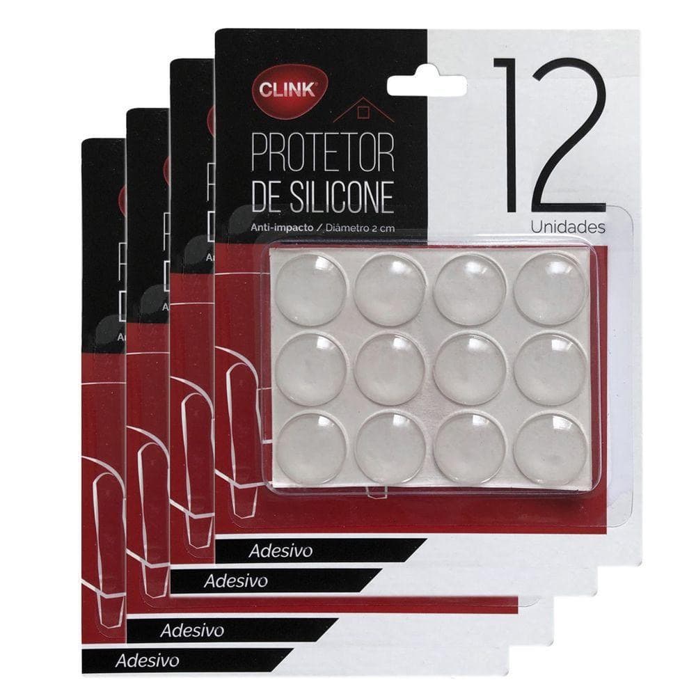Protetor Adesivo Silicone Anti Impacto Redondo 20 Unidades Clink/Adesivo Protetor Anti Impacto Bater Maçaneta Porta