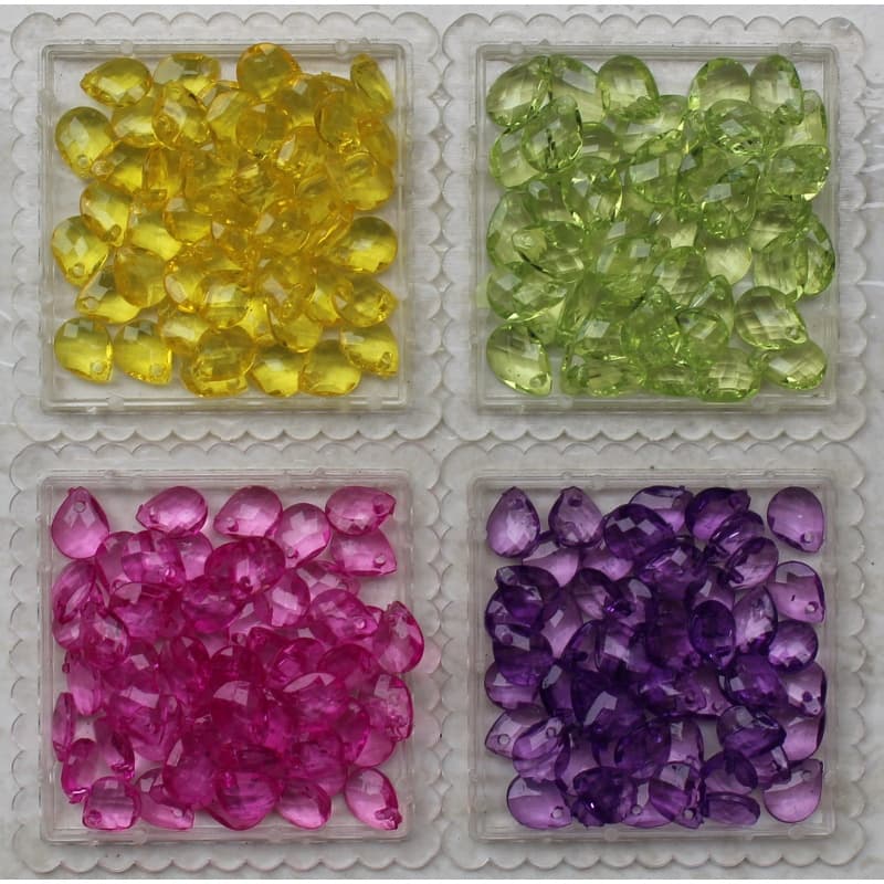 170 Und. Aprox. Pingente gota sextavada de acrílico - 8x10MM - 25G