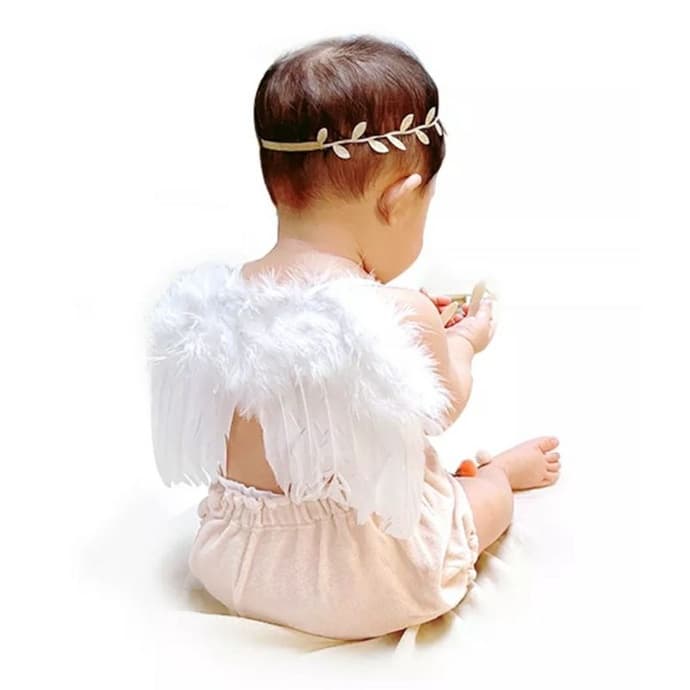 Newborn Asinha de anjo com tiara fantasia bebê infantil 26x16cm de  0-18 meses