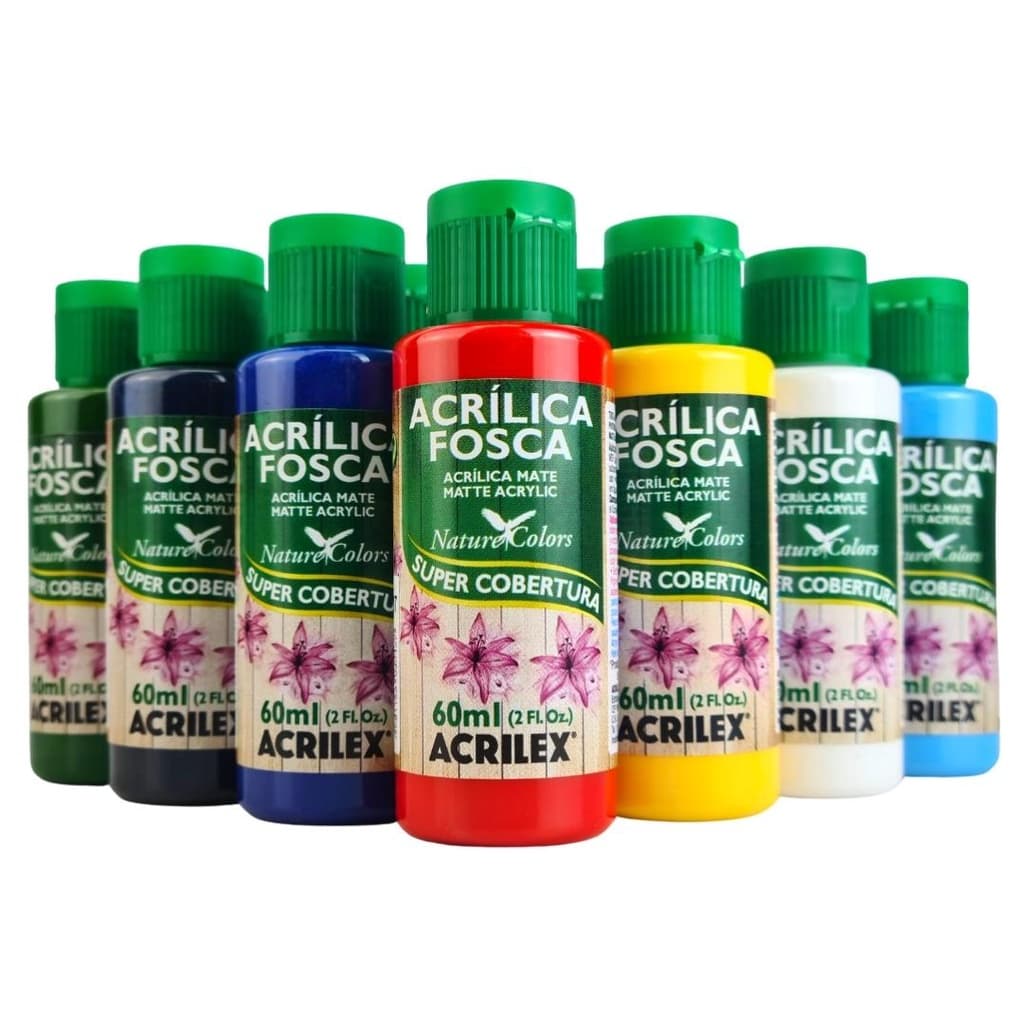 Tinta Acrilica Fosca Acrilex Kit com 12 Unidades Nature Colors 60ml  Impressão 3D Escolha as Cores