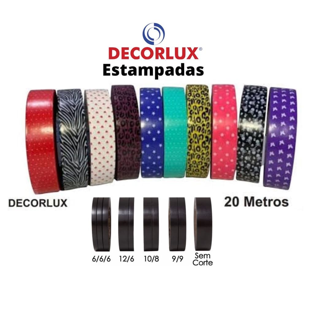 Fita Estampadas e Decoradas Inteiras ou Cortadas 18mmx20M