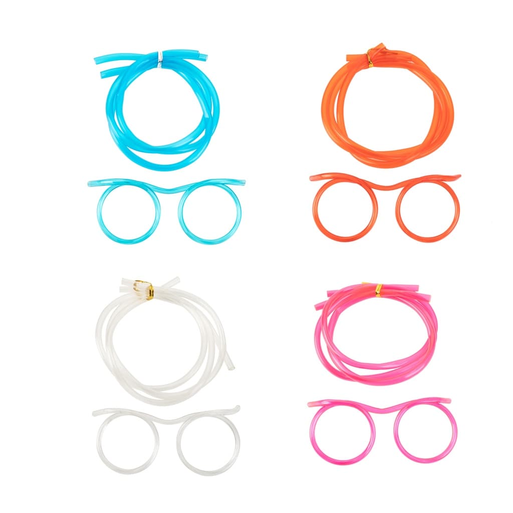Kit 20 Óculos Canudo Para Festa Lavável Colorido Sem Lente Aniversário