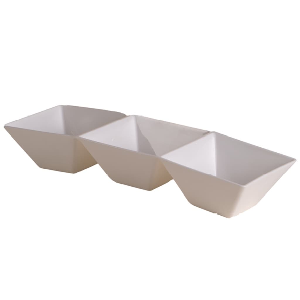 Petisqueira Retangular Branca Com 3 Divisões LE CHEF 24x8x4,5Cm 1792 Paramount