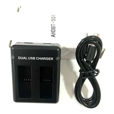 Carregador P/ Bateria Duplo Dual Usb Gopro Hero 5 6 7 Black