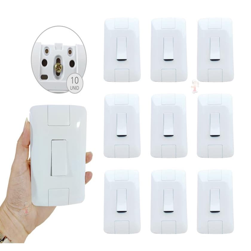 Kit 10 Interruptor Simples Aria Branco Tramontina 6A/250V Com Parafusos
