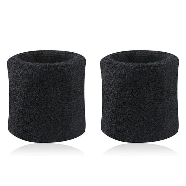 Par Munhequeiras Pulso Toalha Preta Unissex Academia Tênis Squash