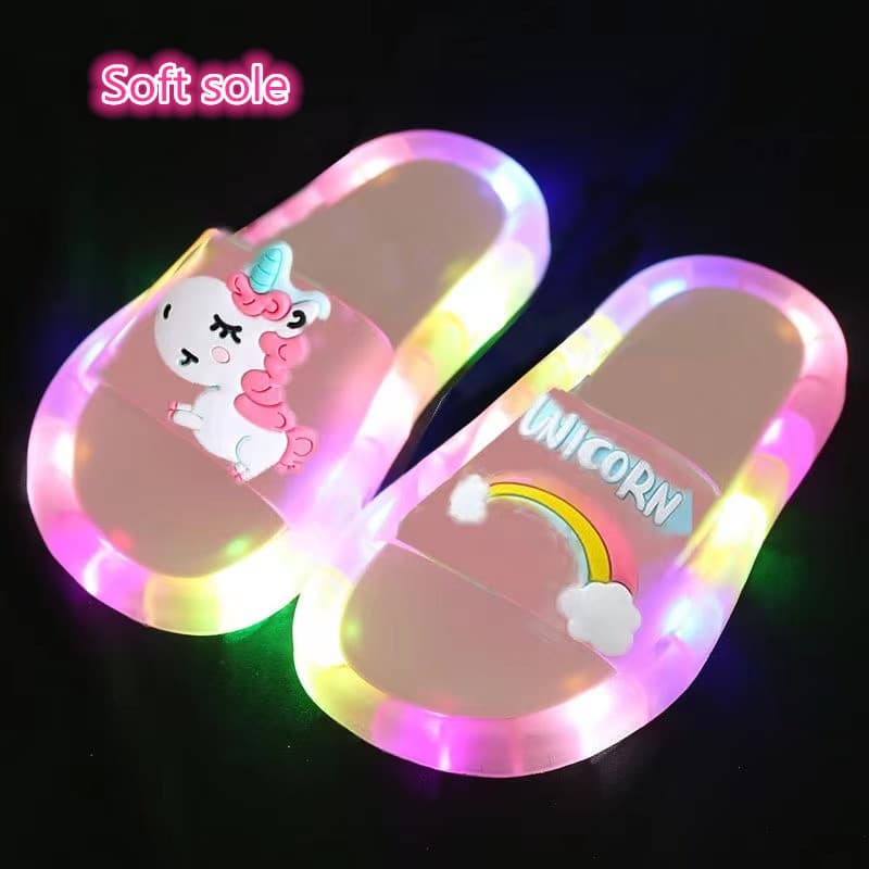 Chinelos Luminosos Para Crianças Unicórnio Sapatos