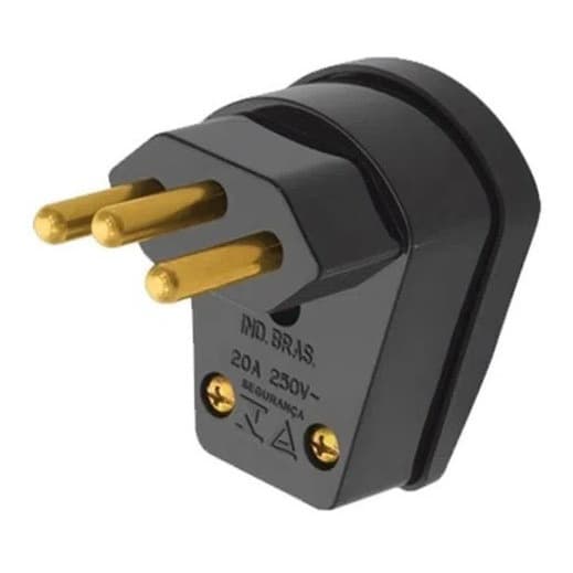 Plug Macho 90° Com Prensa Cabo 20A 2P+T Preto 1490 - Fame
