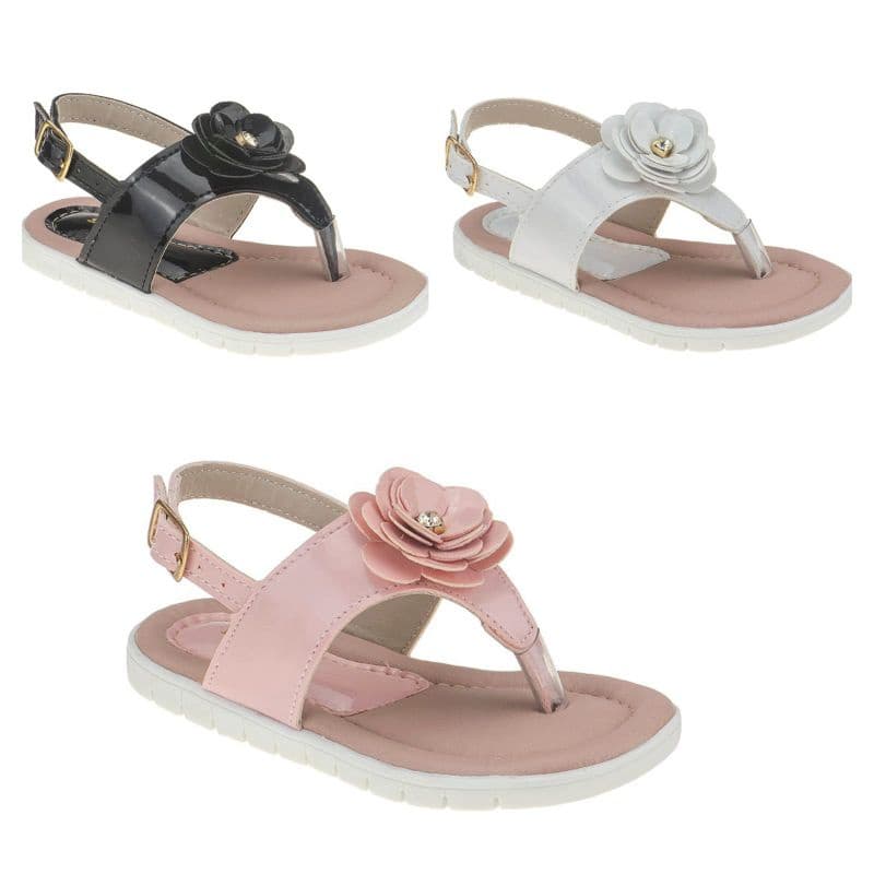 Sandália Infantil Menina Dedinho Flor Confortável Leve