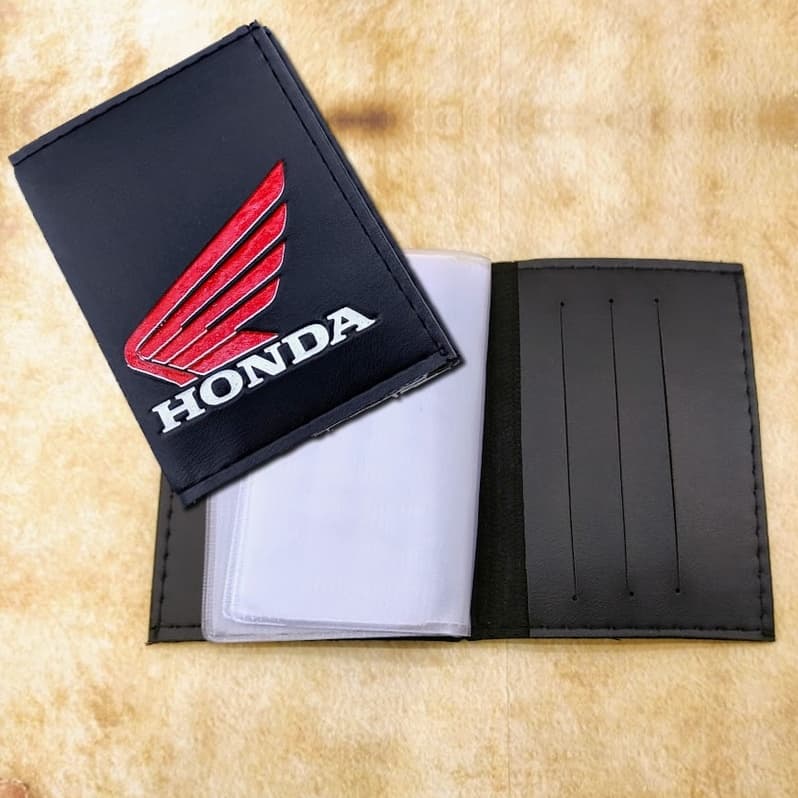 Porta Documentos moto cg CBR Vermelho em Couro Ecológico