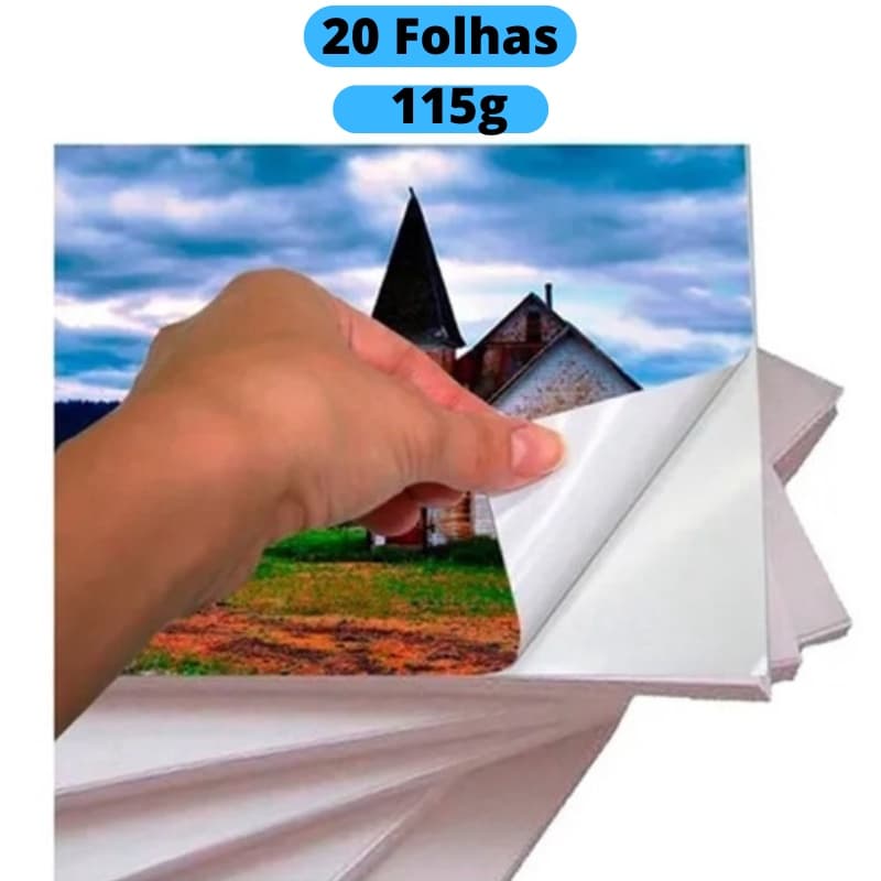 Papel fotografico Glossy ADESIVO 115g COM 20 FOLHAS (115g) 20 folhas A4 MASTERPRINT