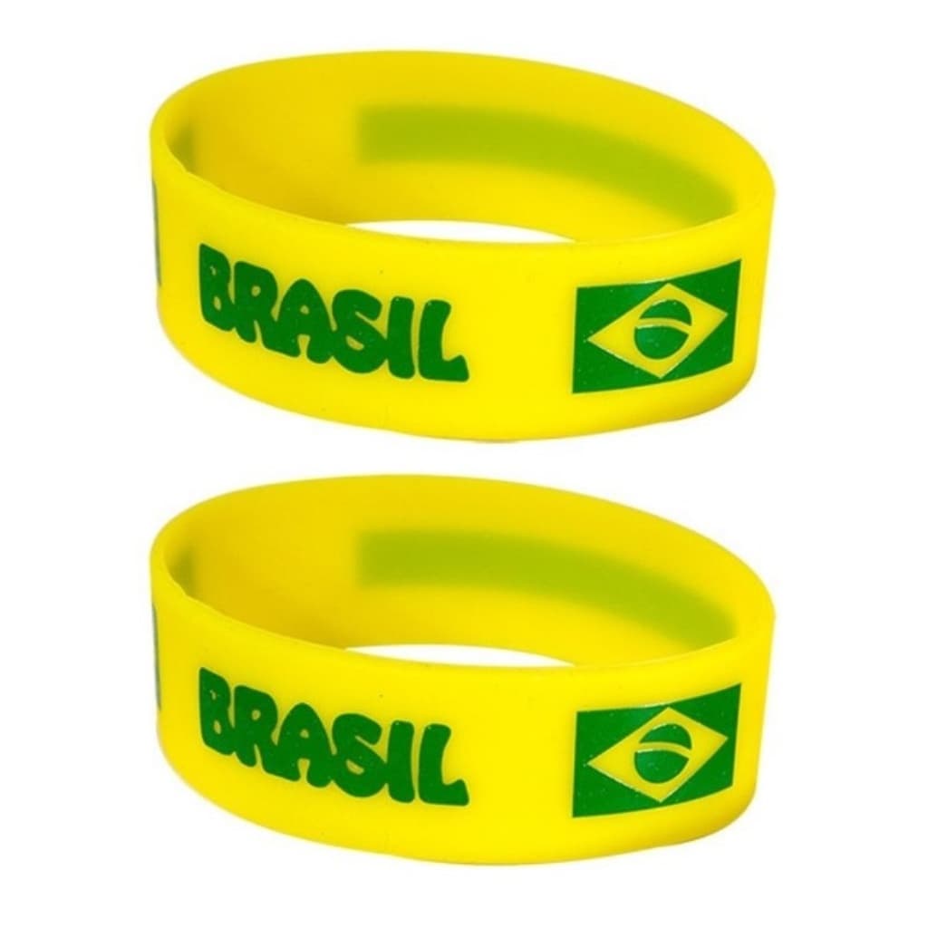 Pulseiras Silicone Kit 2 Copa Seleção Bandeira Brasil Jogo