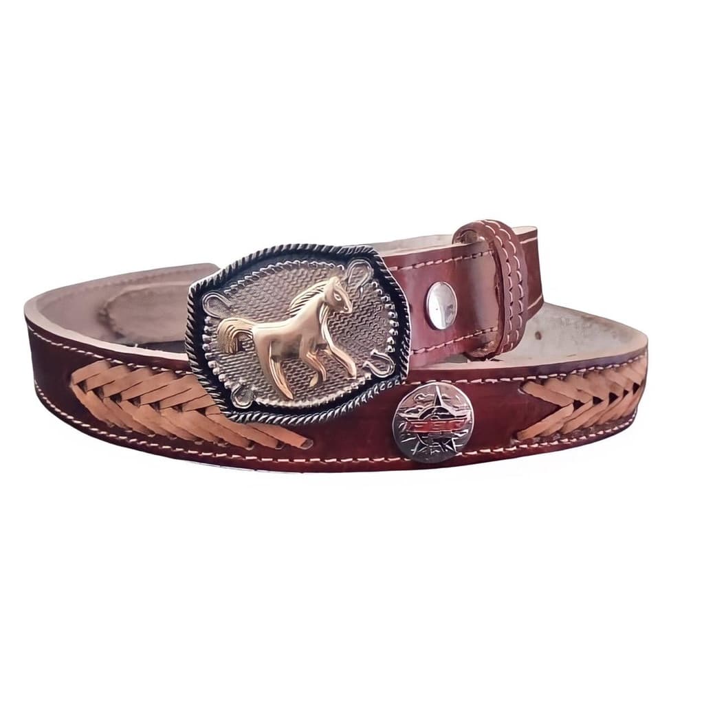 Cinto Country Infantil Couro Legítimo C/ Fivela Removível, Apliques e Flechas